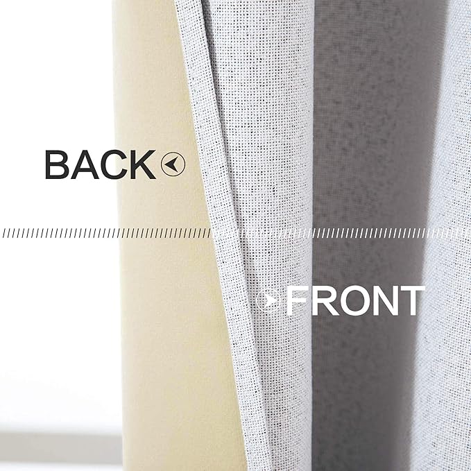 MIULEE Linen Texture Curtains for Bedroom Solid 100% Blackout Thermal Insulated Grayish White Curtains Grommet Room Darkening Curtains/Drapes for Living Room Nursery 52x72 Inch (2 Panels)