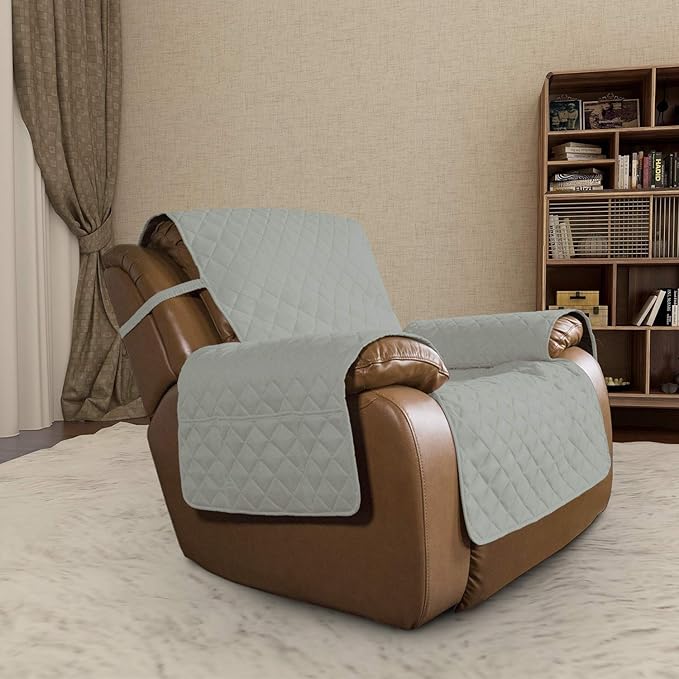 Easy-Going Oversized Recliner Chair Slipcover Reversible Sofa Cover Water Resistant Couch Cover Furniture Protector with Elastic Straps for Pets Dog (Oversized Recliner, Beige/Beige)