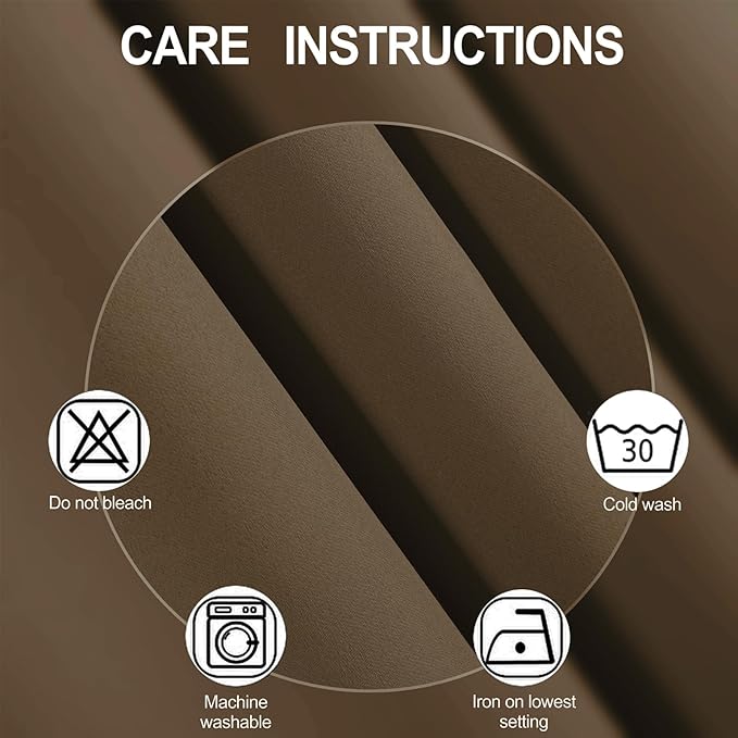 LEMOMO Brown Thermal Blackout Curtains/38 x 84 Inch/Set of 2 Panels Room Darkening Curtains for Bedroom