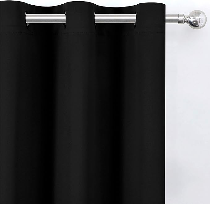 LEMOMO Black Thermal Blackout Curtains/52 x 72 Inch/Set of 2 Panels Room Darkening Curtains for Bedroom