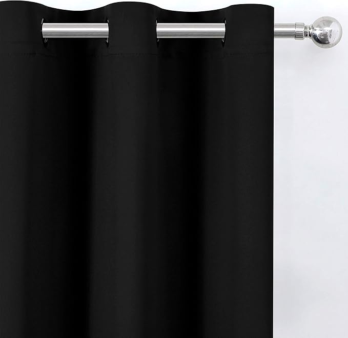 LEMOMO Black Thermal Blackout Curtains/42 x 72 Inch/Set of 2 Panels Room Darkening Curtains for Bedroom