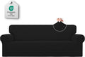Easy-Going Stretch Sofa Slipcover 1-Piece Sofa Cover Furniture Protector Couch Soft with Elastic Bottom for Kids, Polyester Spandex Jacquard Fabric Small Checks (Sofa, Black)