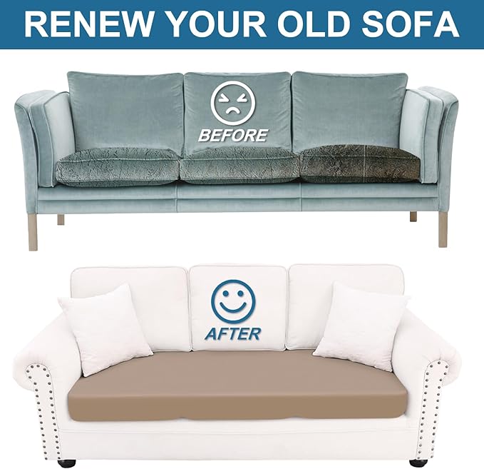 Smiry Printed Couch Cushion Covers, Stretch Soft Couch Covers for Sofa, Washable Non-Slip Sofa Slipcover Furniture Protector for Indoor and Outdoor (3 Pack, Mocha)