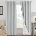 H.VERSAILTEX Linen Curtains 100% Blackout Curtains for Bedroom 102 inch Long Full Light Blocking Nature Linen Blended Window Curtains for Living Room Nickel Grommet (2 Panels, Glacier Gray)