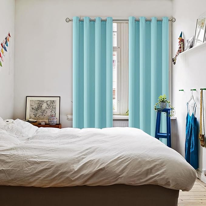 BGment Blackout Curtains - Grommet Thermal Insulated Room Darkening Bedroom and Living Room Curtains, Set of 2 Panels (52 x 95 Inch, Baby Blue)