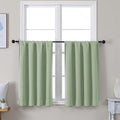 Simplebrand Ava Light Green Short 36 Inches Blackout Curtain 2 Panels Set, Half Window Rod Pocket Privacy Curtain Tiers for Kitchen, Curtains Blackout for Bathroom Shades, W40 x L36 Inch, Light Green