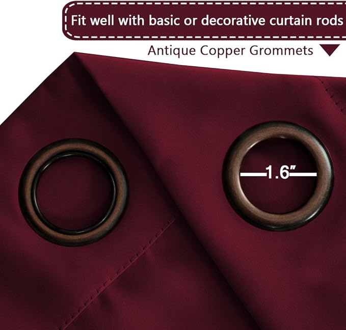 H.VERSAILTEX Blackout Patio Curtains 100 x 108 Inches for Sliding Door Christmas Curtains Extral Wide Curtain Panels Thermal Insulated Room Divider - Grommet Top, 9' Tall by 8.5' Wide - Burgundy