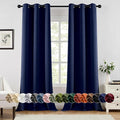 MIULEE Navy Blue Blackout Curtains for Bedroom Living Room 90 Inches Long 2 panels, Thermal Insulated Room Darkening Drapes Solid Grommet Top Noise Reducing Light Blocking Window Treatments 40x90 Inch
