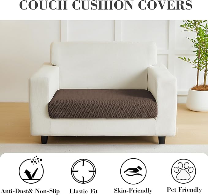 Sofa Covers Couch Covers for Sofa Pet Friendly Couch Cushion Covers Universal Sofa Covers Washable Stretch Slipcovers for Sectional Sofa (Texture Brown, Extra Large Single Seat Cover)