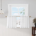 Nanspring White Linen Cafe Curtains 24 Inch Length Light Filtering Semi Sheer Mini Curtains for Small Window Basement Bathroom Camper Back Tab Rod Pocket Short Sheer Kitchen Curtain 30x24 Inches