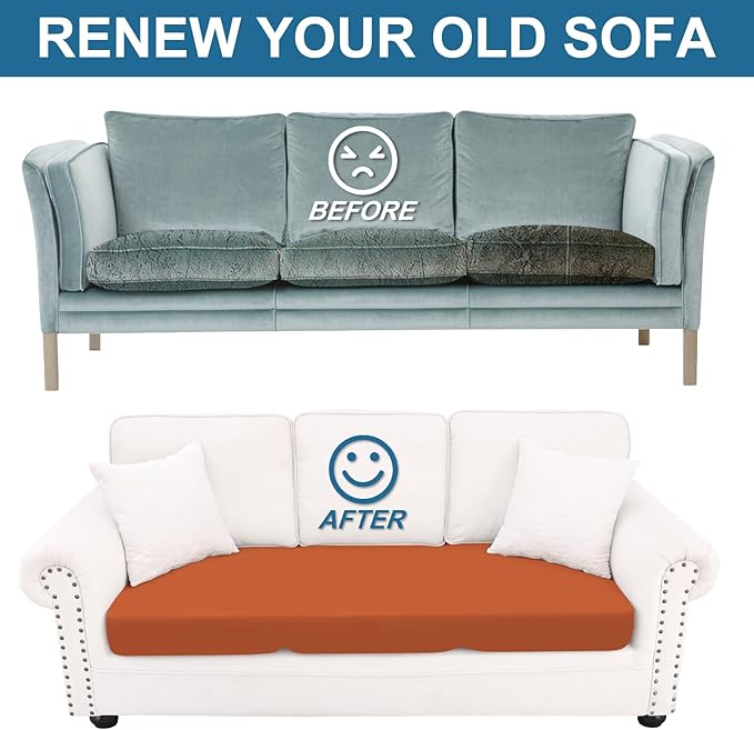 Smiry Printed Couch Cushion Covers, Stretch Soft Couch Covers for Sofa, Washable Non-Slip Sofa Slipcover Furniture Protector for Indoor and Outdoor (3 Pack, Rust)