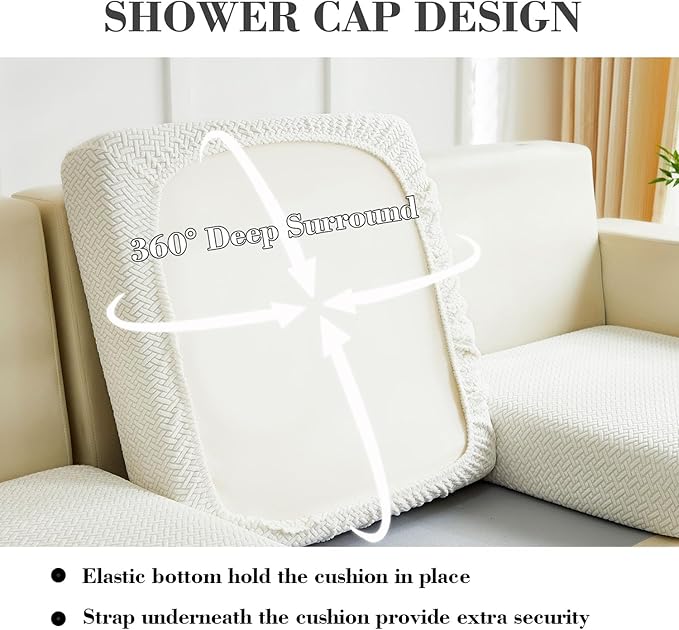 Sofa Covers Couch Covers for Sofa Pet Friendly Couch Cushion Covers Universal Sofa Covers Washable Stretch Slipcovers for Sectional Sofa (Texture Ivory White,Headrest Cover)