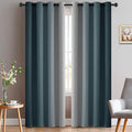 Yakamok Greyish White and Stone Blue Ombre Curtains,Light Blocking Curtains,Room Darkening Grommet Window Drapes for Bedroom(Stone Blue,52x84 Inch,2 Panels)