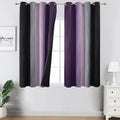 Estelar Textiler Black and Purple Ombre Blackout Curtains 54 Inch Length 2 Panels, Full Room Darkening Gradient Drapes for Kitchen, Thermal Insulated Grommet Short Curtains for Bedroom,52Wx54L