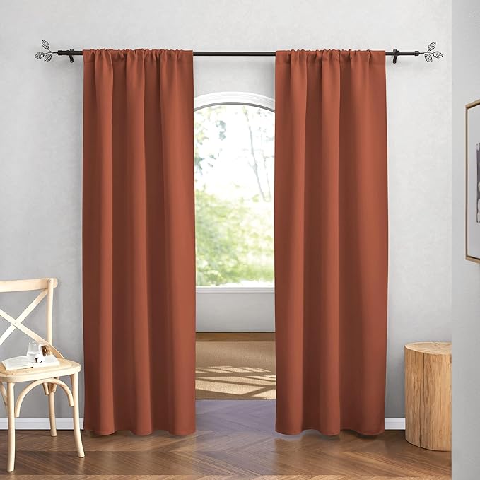 RYB HOME Blackout Curtains for Bedroom 84 inches Long 2 Panels Set, Privacy Thermal Insultaed Sunlignt Heat Blocking Drapes for Nursery Rental Room, Width 42 by Length 84, Burnt Orange