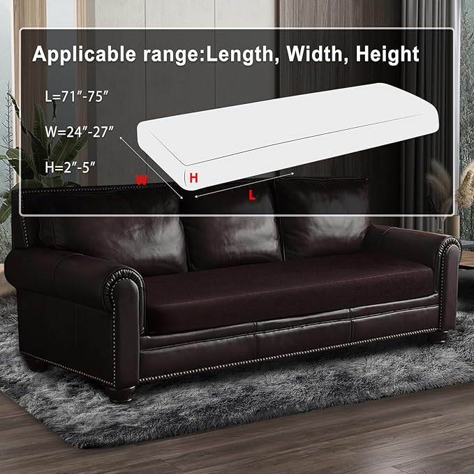 Leather Look Couch Cushion Covers Sofa Seat Slipcovers Sets Couches Furniture Protector for Sectional Armchair Loveseat Pets Kids Stretch Spandex Fabric (1 Cushion Sofa, Chocolate)