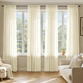 MIULEE Light Cream Sheer Curtains 90 Inches Long, 4 Panels Set, Light Filtering Rod Pocket Voile Drapes for Living Room and Bedroom, Airy Soft Fabric Window Treatments, 42 x 90 Inches