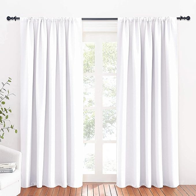 RYB HOME Large Curtains for Bedroom 84 inches Long 2 Panels Set, Privacy Thermal Insultaed Sunlignt Heat Blocking Drapes for Sliding Patio Door, Width 70 by Length 84, Pure White
