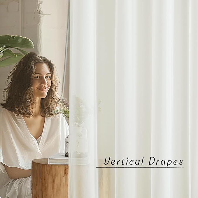 NICETOWN Beige Sheer Long Curtains 102 inches, Grommet Elegant and Airy Window Treatments Translucent Lightweight Drapes for Living Room/Bedroom, 2 Panels, W54 x L102