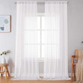 Simplebrand Sheer White Curtains 120 Inches Long, Extra Long Rod Pocket Solid Color Window Sheer Curtain Panels, Elegant Curtains & Drapes for Living Room, Bedroom 2 Panels (White, 59" W x 120" L)