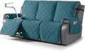 TAOCOCO 100% Waterproof Recliner Sofa Cover, Non Slip Split Couch Covers for Reclining Couches with Straps, Washable Reclining Sofa Cover Furniture Protector for Kids Pets(3 Seater, Peacock Blue)