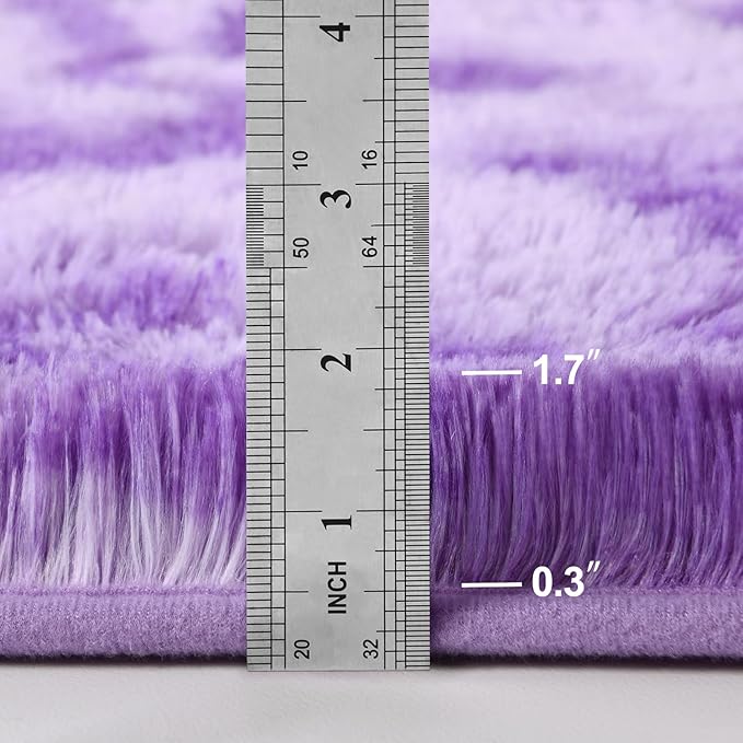 Deerhoo Large Shag Area Rugs 6 x 9, Tie-Dyed Plush Fuzzy Rugs for Living Room, Ultra Soft Fluffy Furry Rug for Bedroom, Indoor Carpet Nursery Rugs for Kids Room Home Decor, Purple
