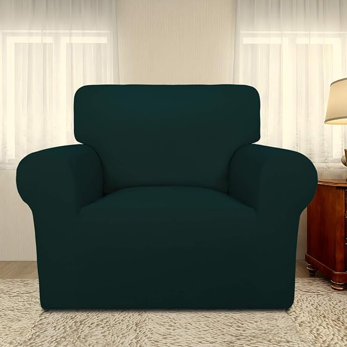 PureFit Super Stretch Chair Sofa Slipcover – Spandex Non Slip Soft Couch Sofa Cover, Washable Furniture Protector with Non Skid Foam and Elastic Bottom for Kids, Pets （Chair, Deep Teal）