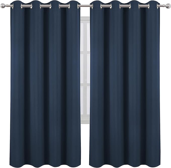 LEMOMO Navy Blue Blackout Curtains/52 x 72 Inch/Set of 2 Panels Room Darkening Curtains for Bedroom