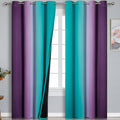 Estelar Textiler Ombre Purple Blackout Curtains 96 Inches Long, Teal Curtains for Living Room, Grommet Thermal Insulated Gradient Drapes, Full Light Blocking Curtains for Bedroom,52x96 Inch, 2 Panels