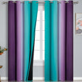 Teal Blackout Curtains 84 Inches Long, Ombre Purple Blackout Curtains for Bedroom, Grommet Thermal Insulated Gradient Drapes, Full Light Blocking Curtains for Kids Room,52x84 Inch, 2 Panels
