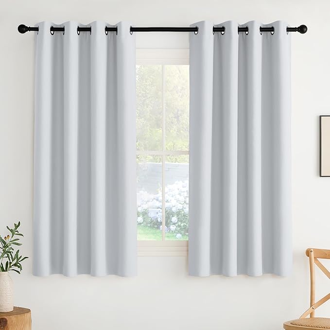 NICETOWN Room Darkening Draperies Curtains Panels, 2 Panels Greyish White W52 x L63