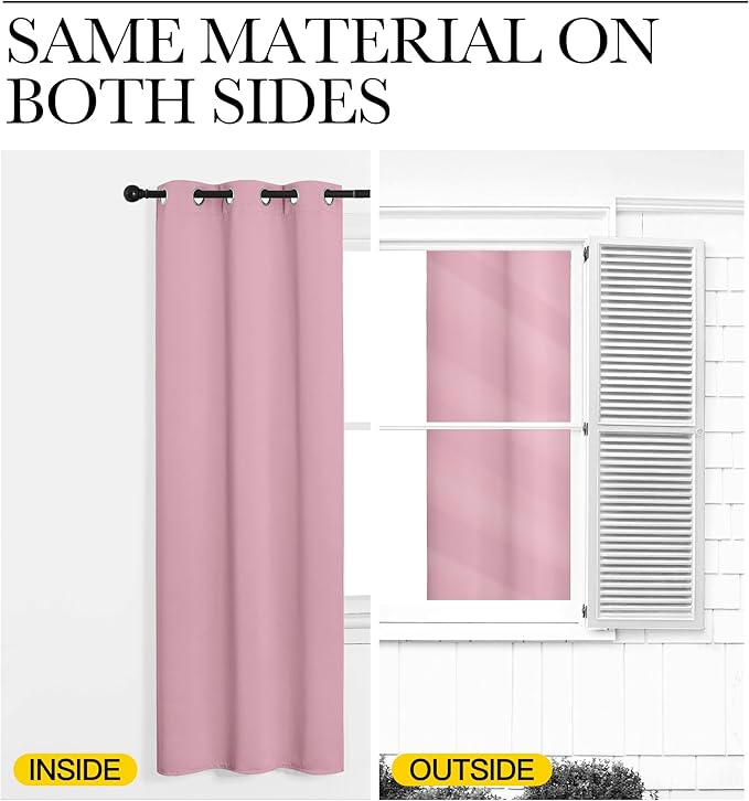 NICETOWN Bedroom Curtain Panels Blackout Draperies, Thermal Insulated Solid Grommet Blackout Curtains/Drapes (Crystal Pink, 1 Pair, 55 by 68-inch)