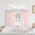 LAMIT Short Linen Curtains 30 Inch Length for Cafe, Semi Sheer Light Filtering Panels Back Tab and Rod Pocket Country Decor Drapes for Basement/Small Window, Pink, 2 Panels, 34 x 30 Inch