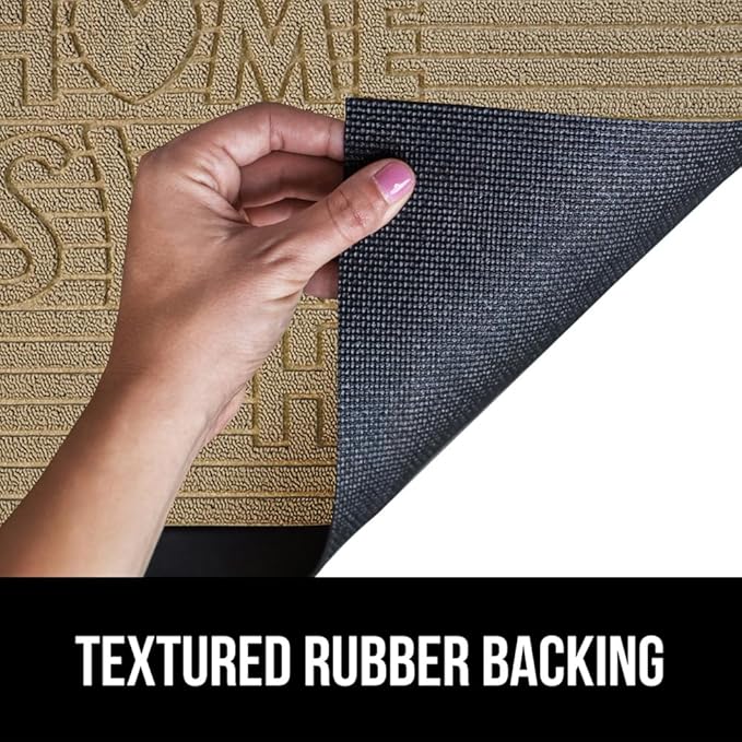 GORILLA GRIP 100% Waterproof All-Season WeatherMAX Doormat, 47x35, US Designed Natural Rubber, Stain and Fade Resistant, Low Profile Indoor Outdoor Door Mats, Easy Clean Patio Mat, Home Sweet Home