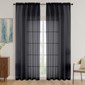 OVZME Black Bedroom Curtains 2 Panel Sets 90 Inch Length, 59 Inch Extra Wide Light Filtering Light Weight Soft Window Treatment Panels for Study Room Living Room Guest Room, 59Wx90L Inches