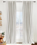 100% Blackout Shield Linen Blackout Curtains for Bedroom 102 Inches Long, Back Tab/Rod Pocket Living Room Drapes, Thermal Insulated Blackout Curtains 2 Panels Set, 50" W x 102" L, Beige