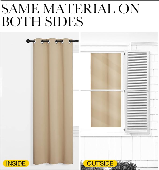 NICETOWN Blackout Curtain Panels for Bedroom, Biacotti Beige, 2 Panels, W29 x L20-inch, Thermal Insulated Grommet Top Blackout Draperies and Drapes for Basement