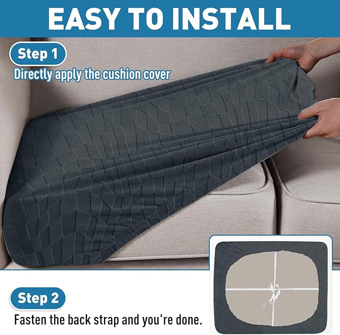 2025 Stretch Cushion Cover for Sofa, Individual Couch Sofa Seat Covers Removable & Washable, Sectional Couch Cushion Slipcover Replacement, Unique Fashion Pattern Soft Cozy Durable (3Pc, Dark Gray)