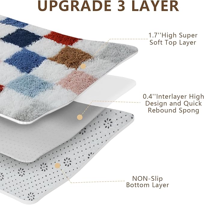 Large Shag Area Rug for Bedroom Living Room,9x12 Fluffy Soft Colorful Checkered Rug Fuzzy Shaggy Bedroom Carpet,Indoor Plush Floor Rugs for Kids Boys Girls Teen Dorm Nursery Home Decor