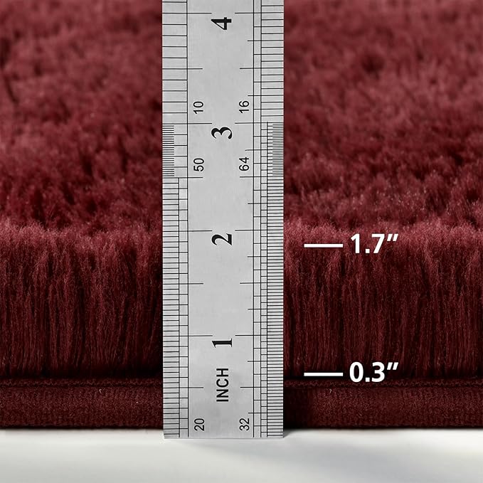 Deerhoo Large Shag Area Rugs 6 x 9, Plush Fuzzy Rugs for Living Room, Ultra Soft Fluffy Furry Rug for Bedroom, Indoor Carpet Nursery Rugs for Kids Room Home Decor, Burgundy