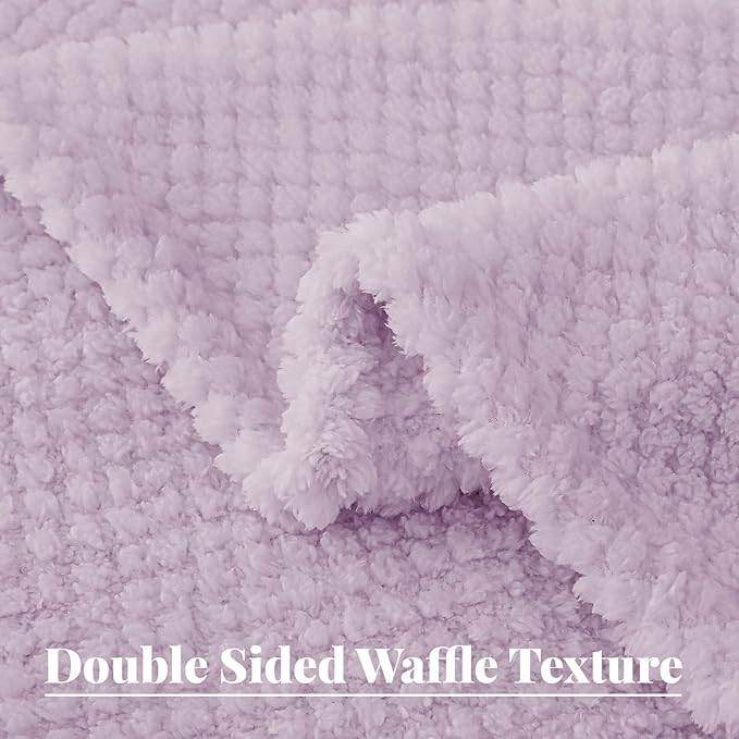 Whale Flotilla Queen Size Fuzzy Fleece Blanket for Bed, 90x90 Inch Fluffy Warm Soft Jacquard Blankets for All Season, Lightweight and Cozy, Lilac