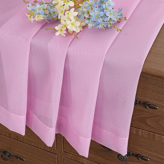 Light Pink Window Sheer Curtains 54 inch Length, Soft Airy Light Filtering Sheer Curtain 2 Panels Set, Dual Rod Pocket Gauze Drapes for Living Room Bedroom, 2x42Wx54L Inches