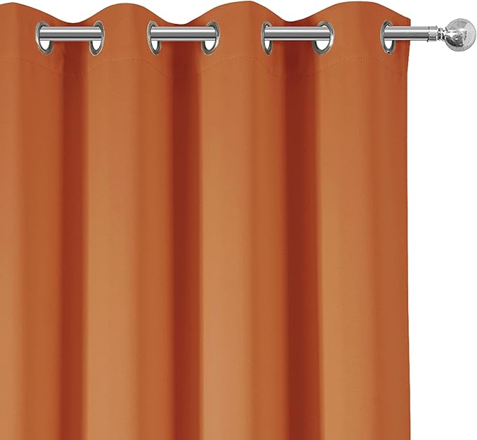 LEMOMO Blackout Curtains 66 x 84 inch/Orange Curtains Set of 2 Panels/Thermal Insulated Room Darkening Bedroom Curtains