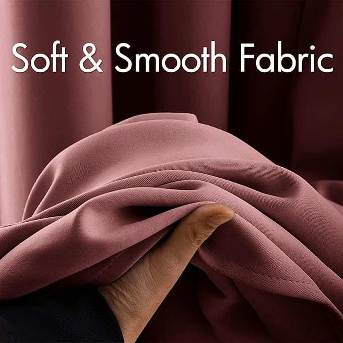 MIULEE Blackout Curtains for Bedroom Living Room Thermal Insulated Room Darkening Grommet Top Solid Light Blocking Drapery Set of 2 Window Panels 52 x 72 Inches Dusty Rose