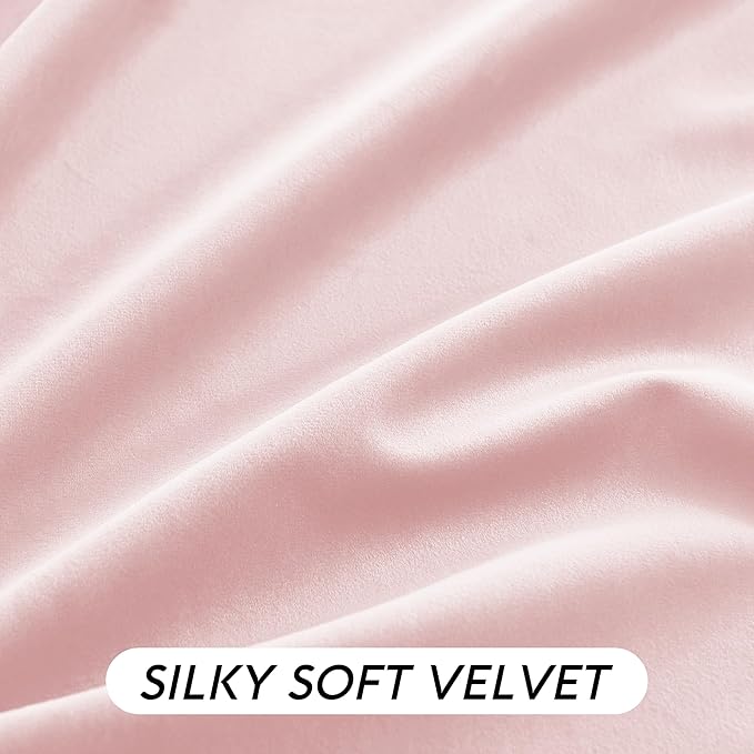 RYB HOME Pink Velvet Curtains 84 inches, Back Tab Soft Fabric Room Darkening Thermal Insulated Luxurious Home Decor Curtains for Living Room Bedroom, W 52" x L 84", 2 Panels Set
