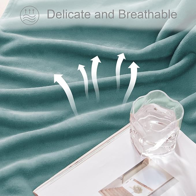 Exclusivo Mezcla Fleece Throw XL Blanket for Couch, Sofa, Super Soft and Warm Celadon Blankets, All Season, Cozy, Plush, Lightweight, 50x70 Inches