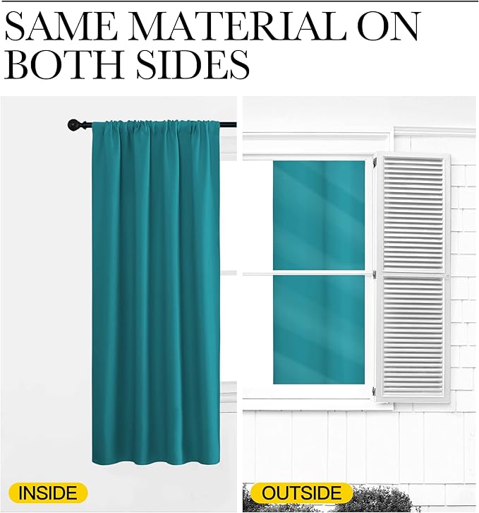 NICETOWN Peacock Blue Blackout Curtains Panels for Window, Thermal Insulated Rod Pocket Blackout Drapes/Draperies for Living Room (2 Panels, W52 x L84 inches)