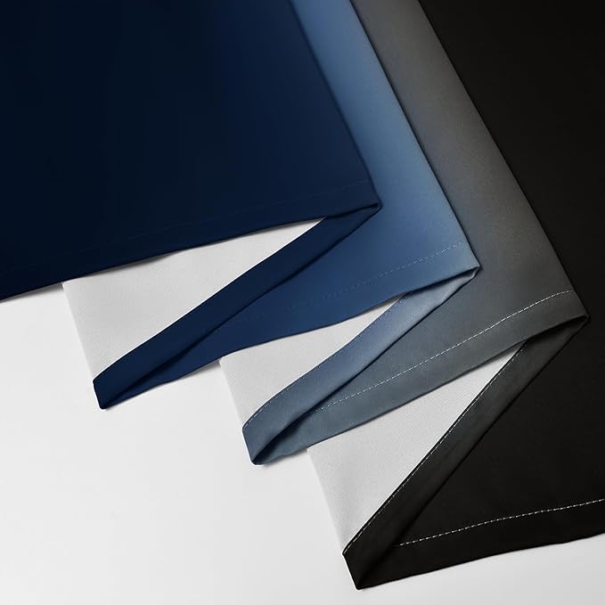 Yakamok Blackout Ombre Dark Blue and Black Curtains for Bedroom, Gradient Room Darkening Curtains, Grommet Thermal Insulated Light Blocking Window Drapes/Curtain for Living Room,52 x 63 Inch,2 Panels