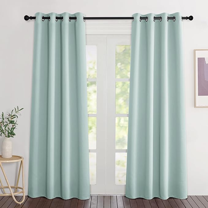 NICETOWN Aqua Blue Curtains 84 inch Length 2 Panels, Grommet Thermal Insulated Window Treatments Light & Sound Reducing Drapes for Living Room/Bedroom, W46 x L84