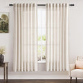Nanspring Beige Semi Sheer Linen Curtains 72 inch Length for Living Room Back Tab Rod Pocket Modern Farmhouse Coastal Decor Beige Cotton Textured Gauze Curtains for Dining Room Office 52x72